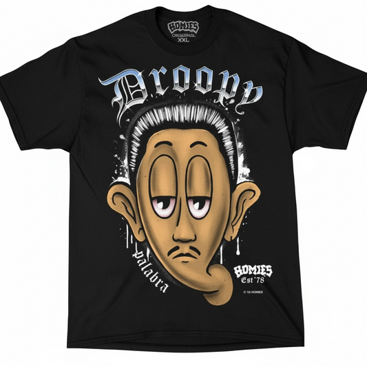 DGA T Shirt Homies Droopy Big Face Lowrider Chicano Art David Gonzales