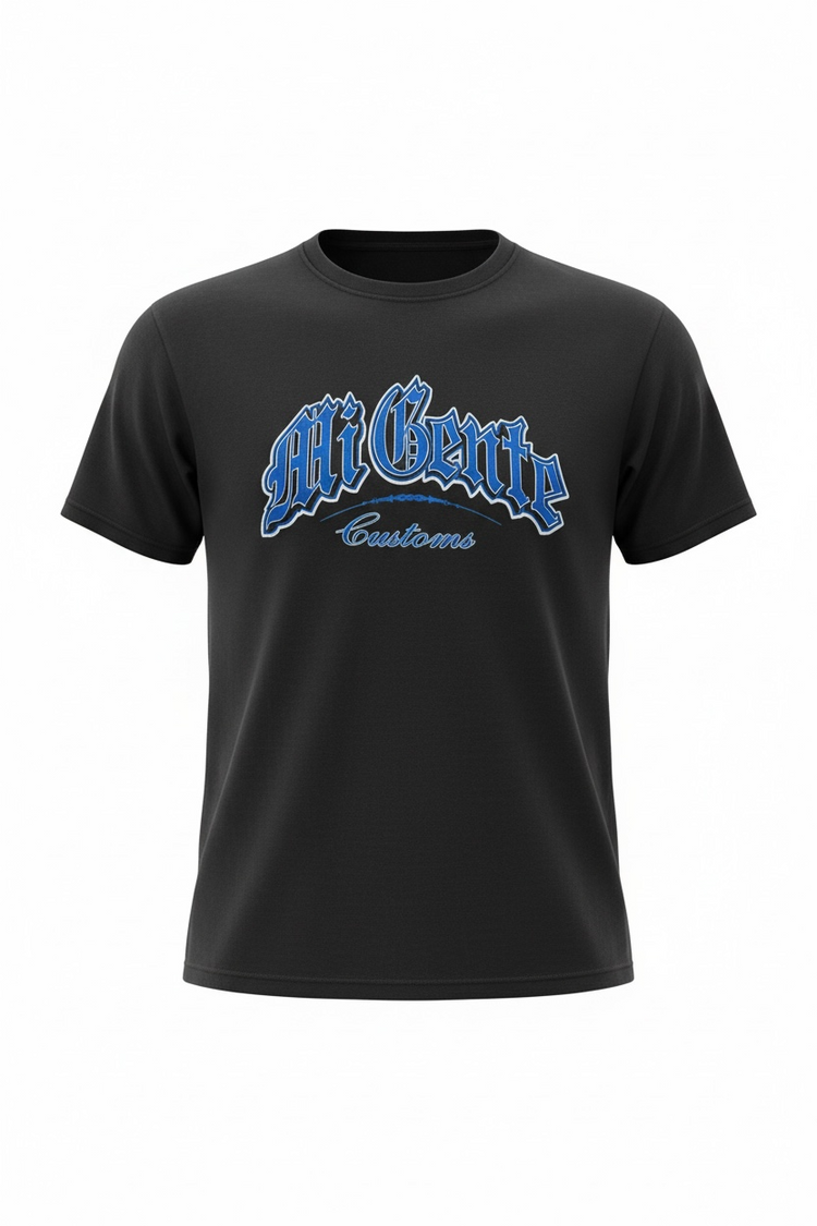 Mi Gente Customs Black with Royal Blue Letters
