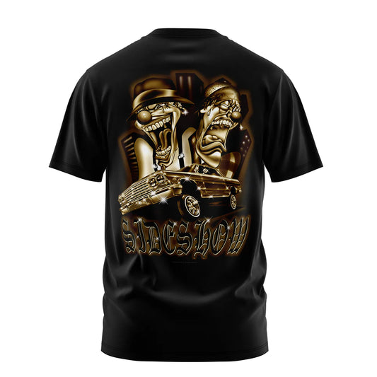 Rollin Hard T Tee Shirt Sideshow Smile now Cry Later Black