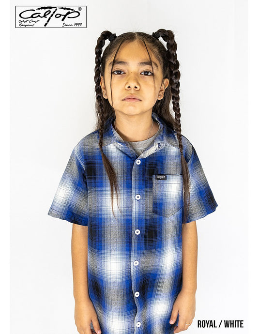KS001 S/S PLAID : Royal-White