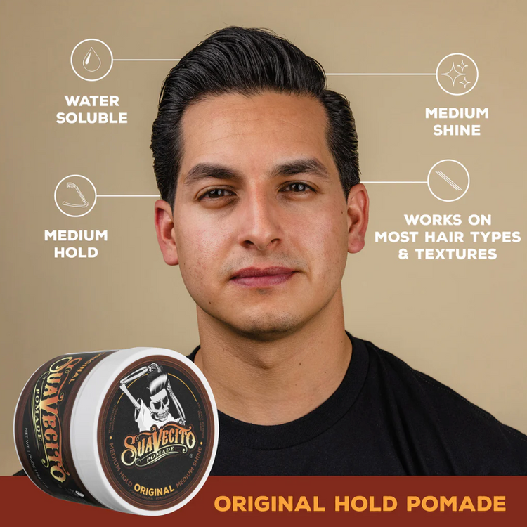 Suavecito Original Hold Pomade – Medium Hold, Medium Shine, Water-Based Hair Styling for Men | Classic Barber-Approved Formula | Easy Wash-Out 4 oz