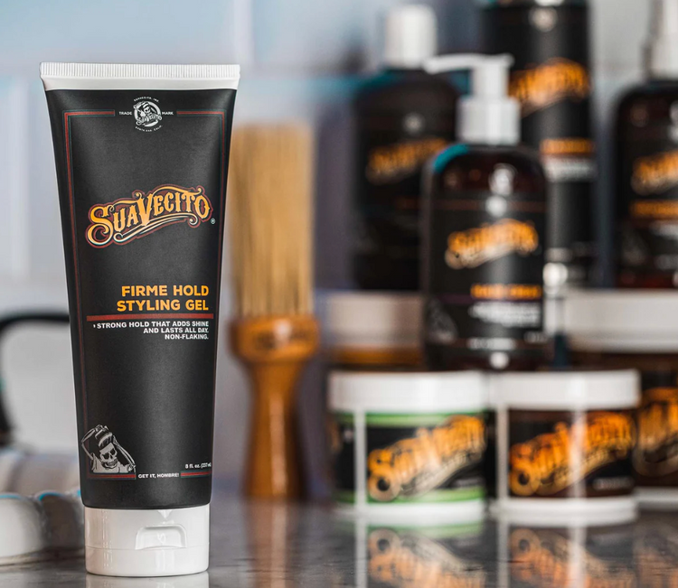 Suavecito Firme Hold Styling Gel – Strong Hold, Flake-Free Hair Gel for Men | Alcohol-Free, Water-Based Formula | All-Day Control with No Crunch 8 oz