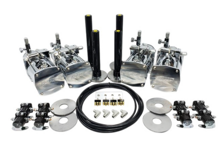 Hoppos Hydraulics 4 Pump Kit Front Back Side Side Chrome Street