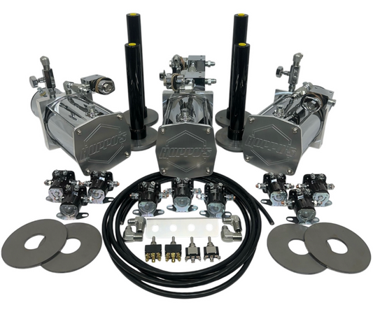 Hoppos Hydraulics 3 Pump Kit Front Back Side Side Chrome Street