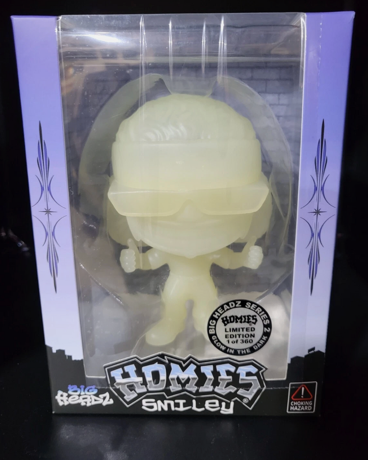 HOMIES Big Headz Series #2 Collectables Smiley GLOW IN THE DARK