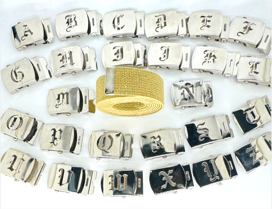 Canvas Khaki Tan Web Military Belt & Chrome Buckle Old English A-Z 60 " 70 " 80 " 90" (Copy) (Copy) (Copy) (Copy) (Copy) (Copy)