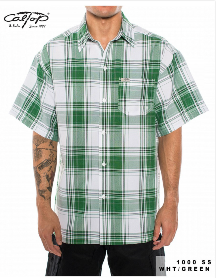 1000 S/S Plaid White Base : White-Green
