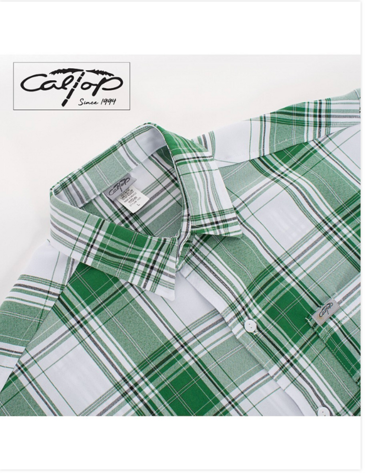 1000 S/S Plaid White Base : White-Green