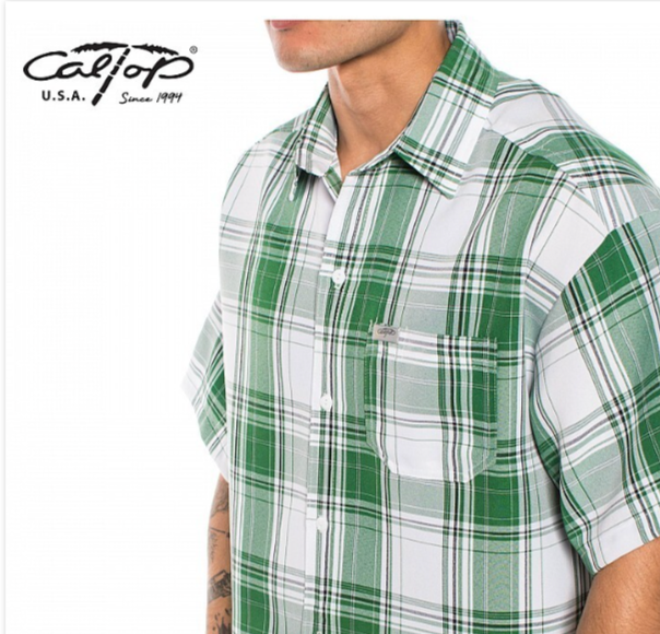 1000 S/S Plaid White Base : White-Green