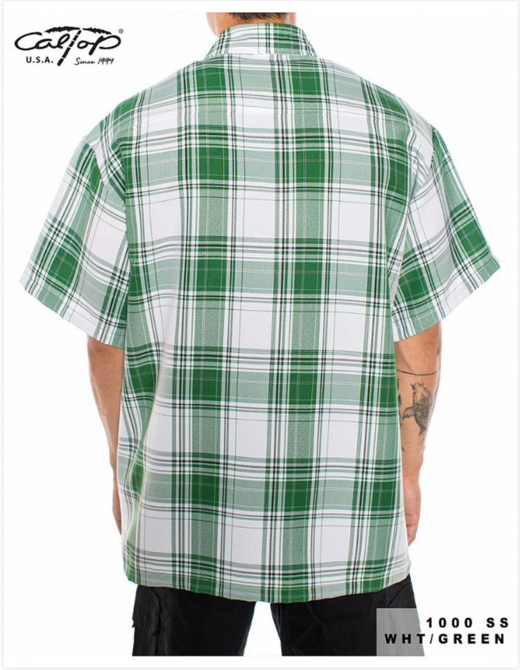 1000 S/S Plaid White Base : White-Green