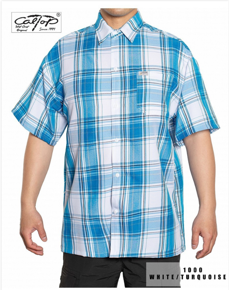 1000 S/S Plaid White Base : White-Turquoise