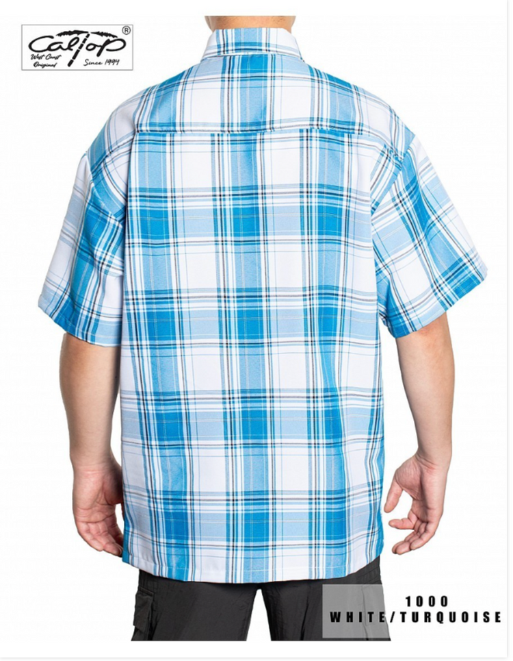 1000 S/S Plaid White Base : White-Turquoise