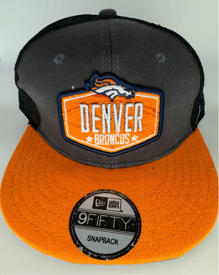 denver broncos trucker hat cap black orange gray snap back