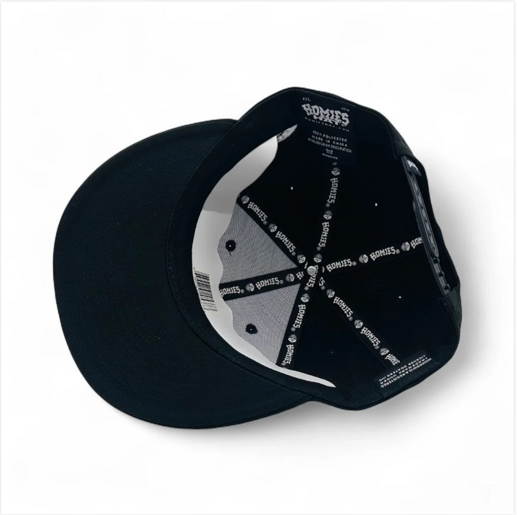 Homies  Snap Back Hat Cap with White Logo on Black