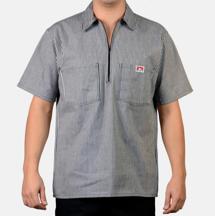 Ben Davis Stripe Short Sleeve 1/2 zip shirt