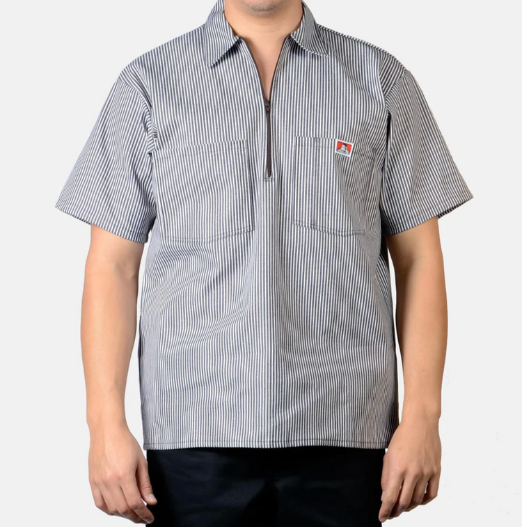Ben Davis Stripe Short Sleeve 1/2 zip shirt