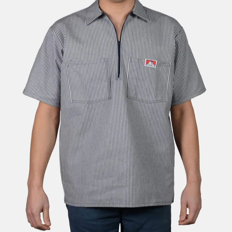Ben Davis Stripe Short Sleeve 1/2 zip shirt