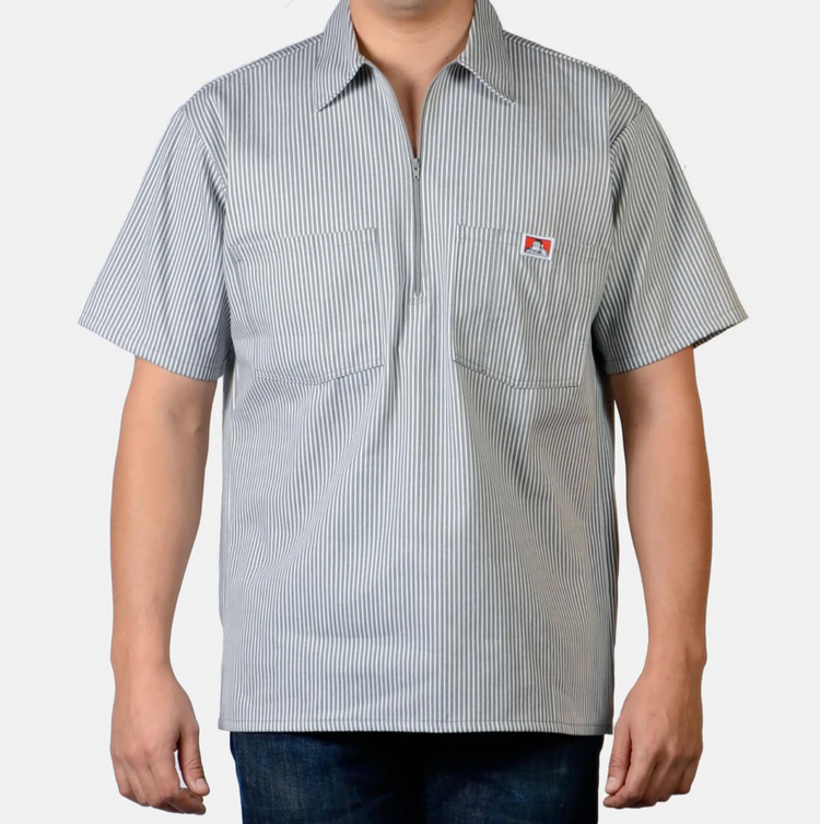 Ben Davis Stripe Short Sleeve 1/2 zip shirt