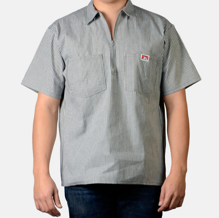 Ben Davis Stripe Short Sleeve 1/2 zip shirt
