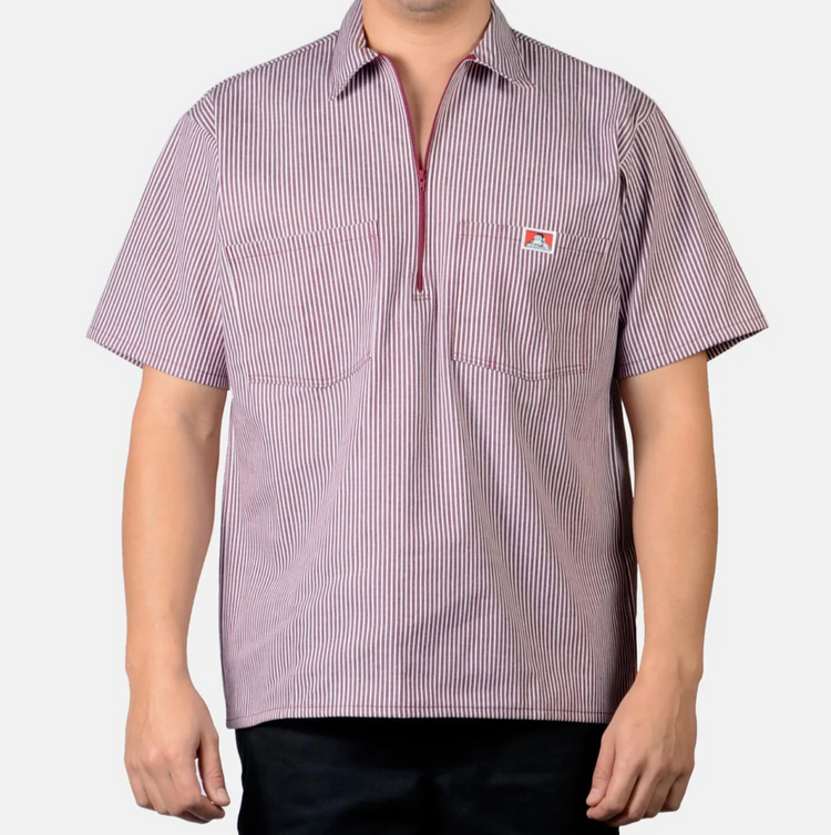 Ben Davis Stripe Short Sleeve 1/2 zip shirt