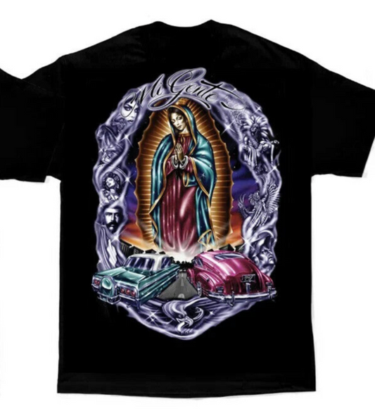 Aztlan T Tee Shirt Mi Gente Lowrider Virgin Guadelupe