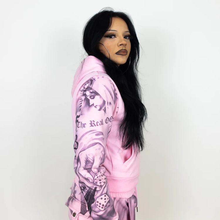FB County Womens Tatted Up Tracksuit (Full Set) Pink Black