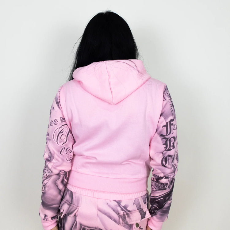 FB County Womens Tatted Up Tracksuit (Full Set) Pink Black