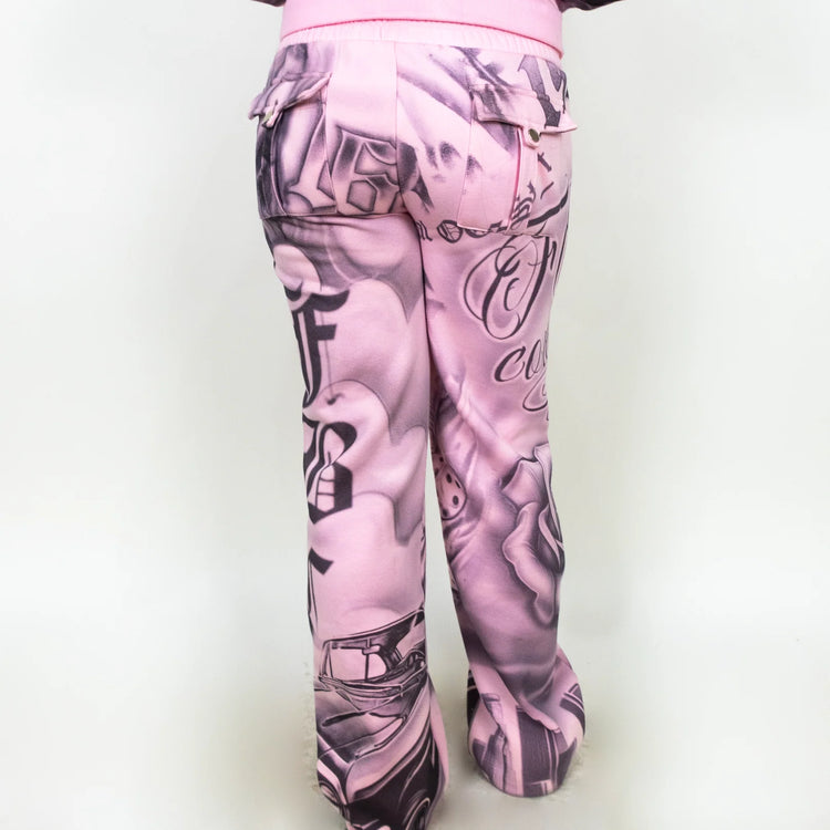 FB County Womens Tatted Up Tracksuit (Full Set) Pink Black