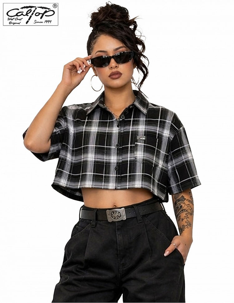 1000 S/S Girls Crop Tops : Black-White
