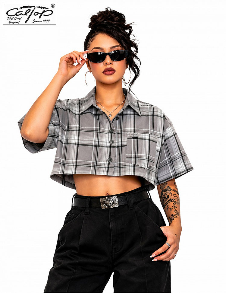 1000 S/S Girls Crop Tops : Light Grey-White
