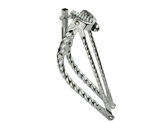 20" Bent Square Twisted Spring Fork 1" Chrome.