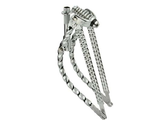 20" Bent Triple Square Twisted Spring Fork 1" Chrome.