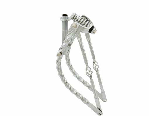 20" Bent Cage Square Twisted Spring Fork 1" Chrome.
