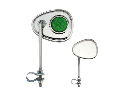 V Mirror Chrome Green Reflectors