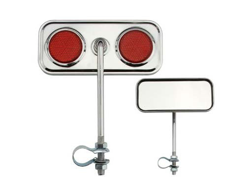 Rectangle Mirror Chrome Red Reflectors.
