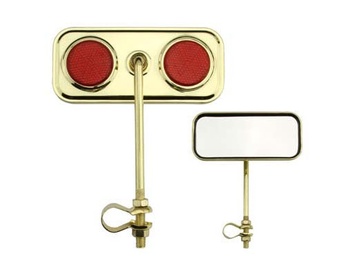 Rectangle Mirror Gold Red Reflectors.