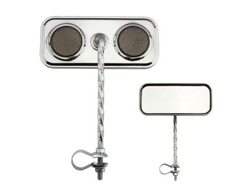 Rectangle Twisted Mirror Chrome Black Reflectors.