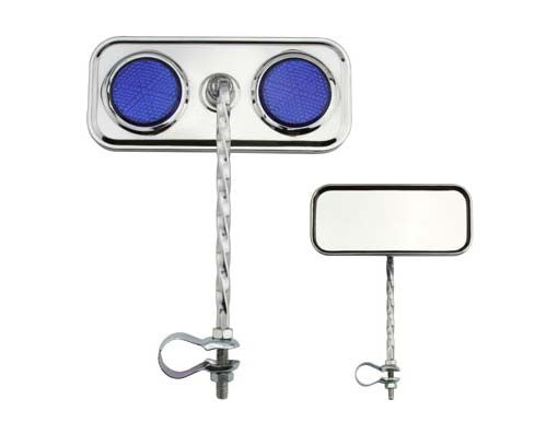 Rectangle Twisted Mirror Chrome Blue Reflectors.