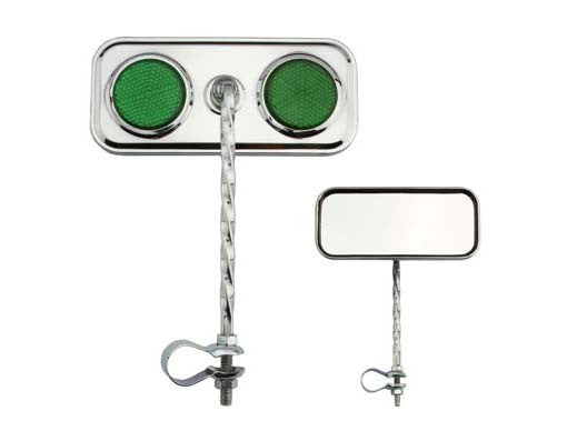 Rectangle Twisted Mirror Chrome Green Reflectors.