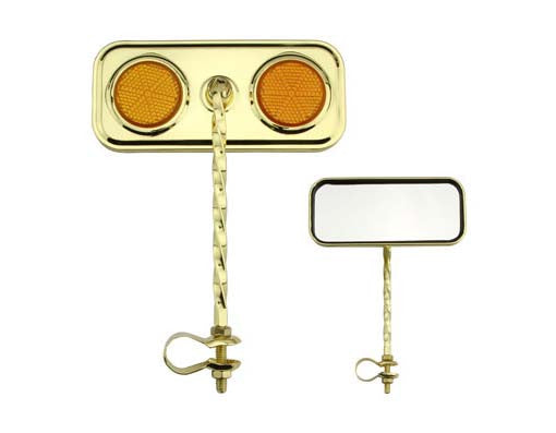 Rectangle Twisted Mirror Gold Amber Reflectors.