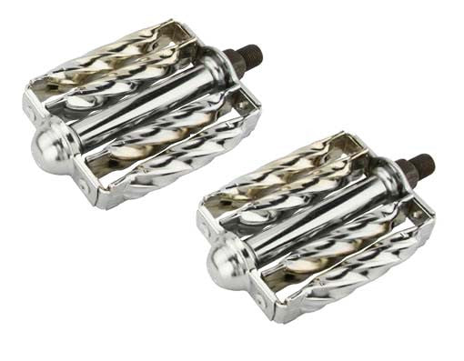 Double Square Twisted Pedals 1/2" Chrome.