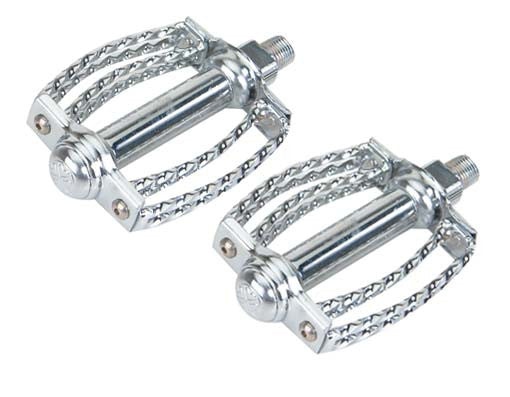 Double Square Round Twisted Pedals 1/2" Chrome.