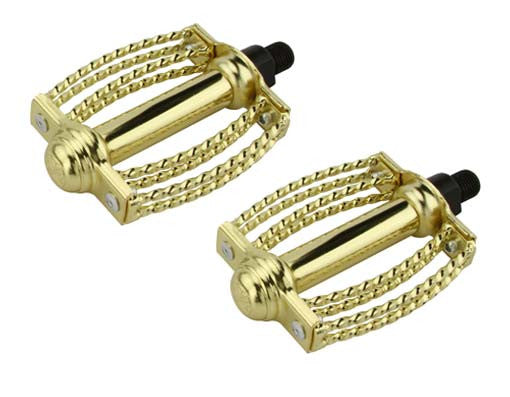 Double Square Round Twisted Pedals1/2" Gold.