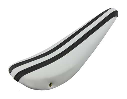 20" Banana Saddle Vinyl White/Black Stripe.