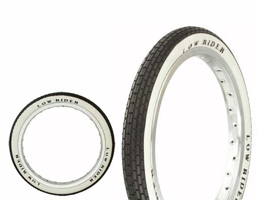 Lowrider Tire Duro 16" x 1.75" Black/White Side Wall HF-120A.
