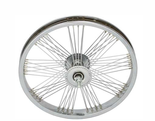 16" Fan 72 Spoke Front Bike Wheel 14G Chrome.