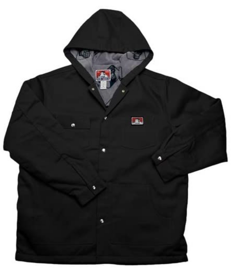 Ben Davis Black Hooded Jacket-Front button-up